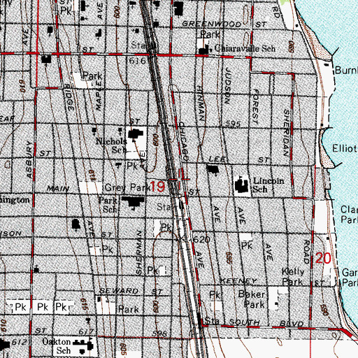 Topographic Map of Christ Church of the North Shore, IL