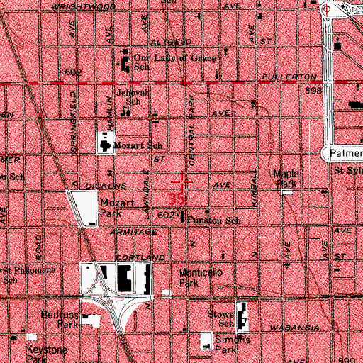 Topographic Map of Christ of Calvary Church, IL