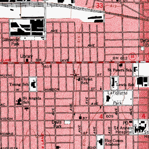 Topographic Map of Christ English Evangelical Lutheran Church, IL