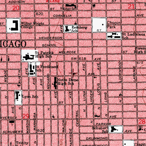 Topographic Map of Christ Lutheran Church, IL