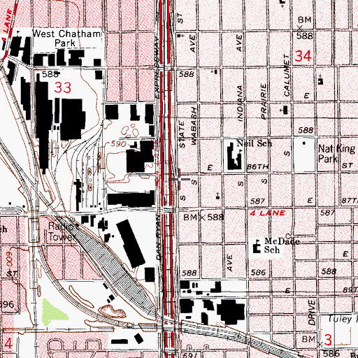 Topographic Map of Christ Universal Temple, IL