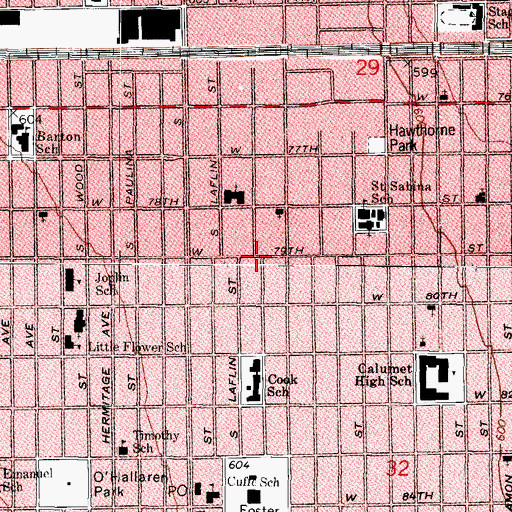 Topographic Map of Christian Doctrine Baptist Church, IL