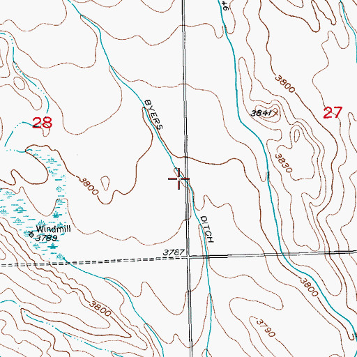 Topographic Map of Byers Ditch, CO