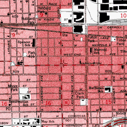 Topographic Map of Christian Service Center, IL