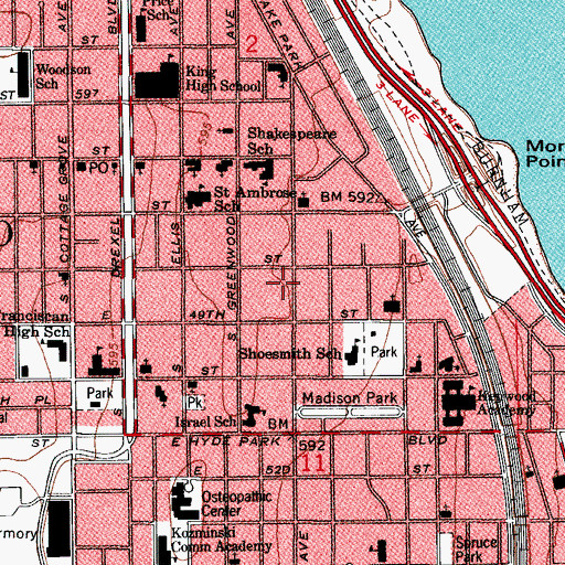 Topographic Map of Christopher B Bouton House, IL