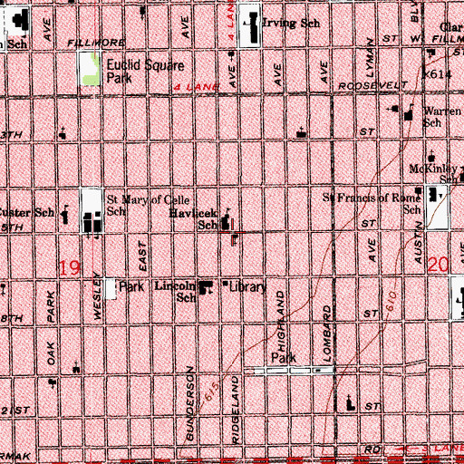 Topographic Map of Church of Christ, IL