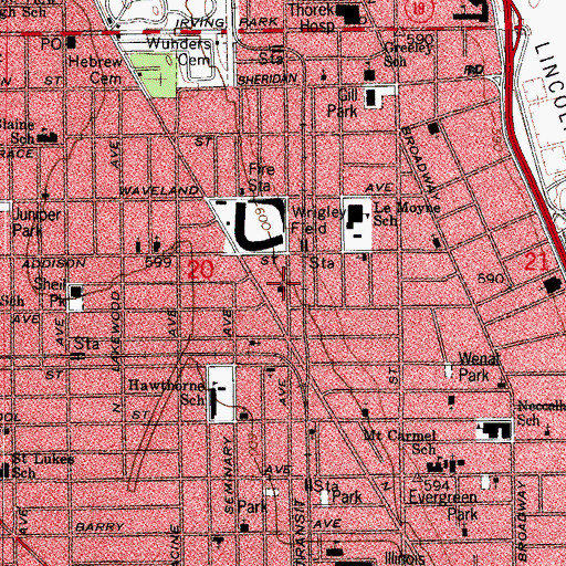 Topographic Map of Church of Christ Presbyterian, IL