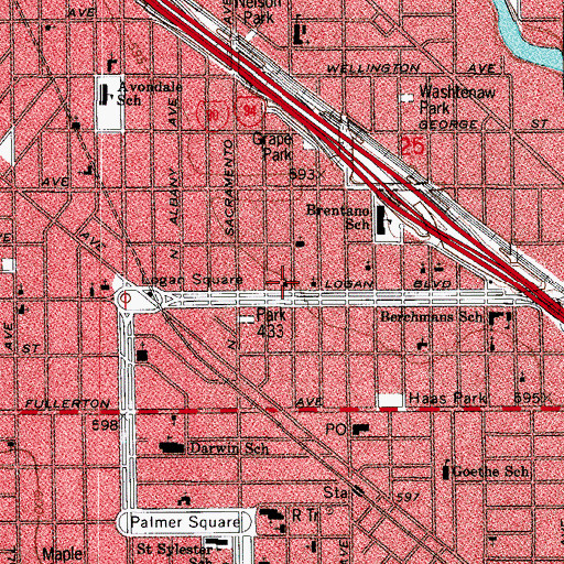 Topographic Map of Church of the Advent, IL