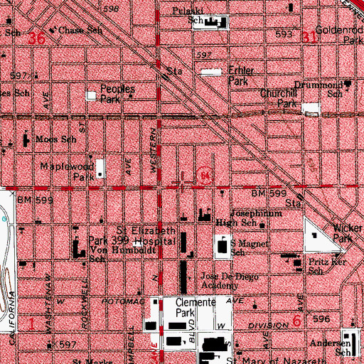 Topographic Map of Church of the Comforter, IL