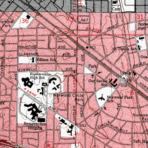 Topographic Map of Church of the Full Gospel, IL