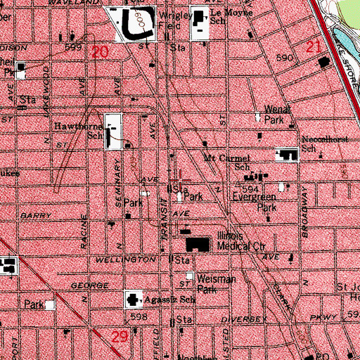 Topographic Map of Church of the Greater Chicago Area, IL