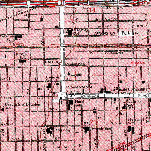 Topographic Map of Church of the Living God Temple 93, IL