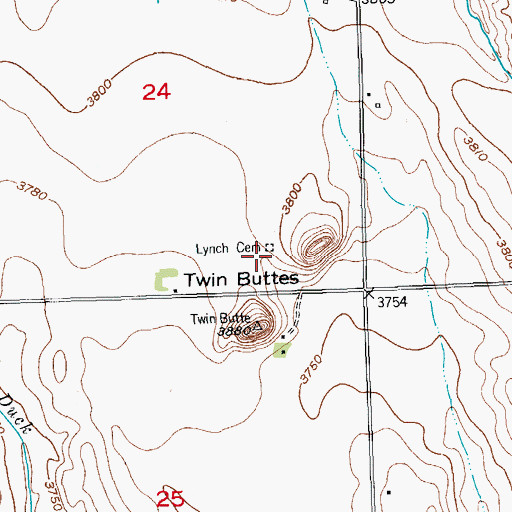 Topographic Map of Lynch Twin Buttes Cemetery, CO