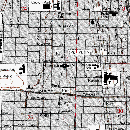 Topographic Map of Chute Middle School, IL
