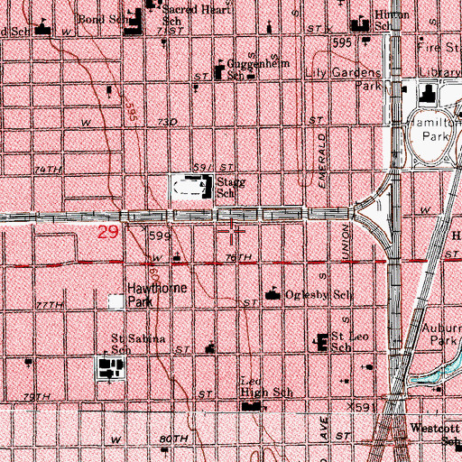 Topographic Map of Clark E School of Beauty Culture, IL