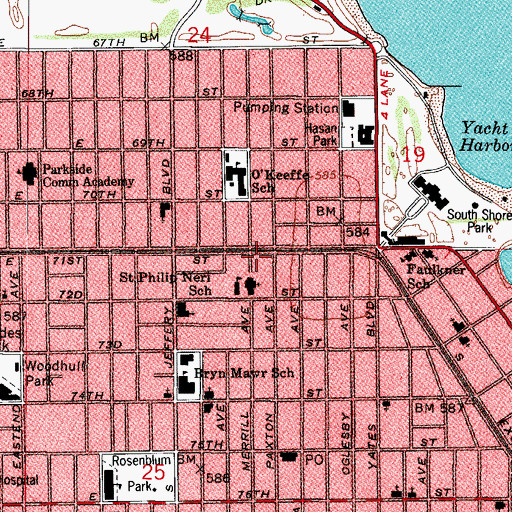 Topographic Map of Clark E School of Beauty Culture, IL
