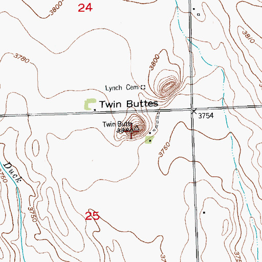 Topographic Map of Twin Buttes, CO