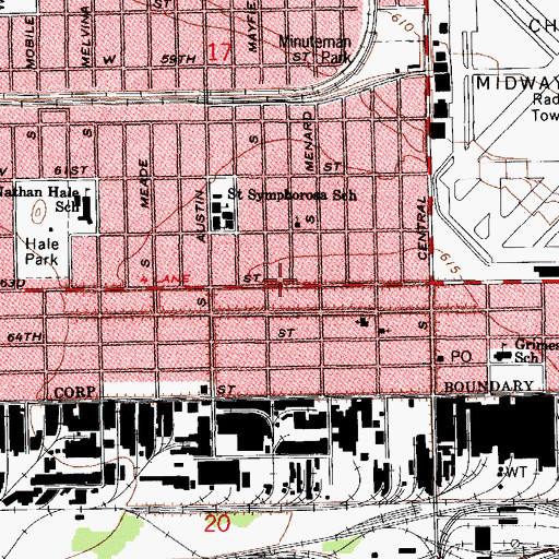 Topographic Map of Clearing Bible Church, IL