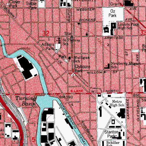 Topographic Map of Clybourn Park, IL