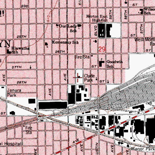 Topographic Map of Clyde Park, IL