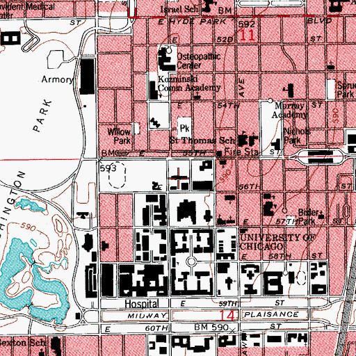 Topographic Map of Cochran-Woods Art Center, IL