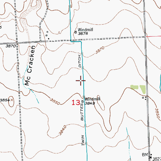 Topographic Map of Twin Buttes Ditch, CO