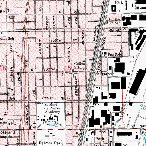 Topographic Map of Community Bible Teaching Pentecostal Church, IL
