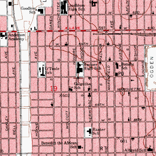 Topographic Map of Community Vinegard Missionary Baptist Church, IL