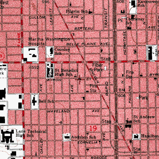 Topographic Map of Concordia Lutheran Church, IL