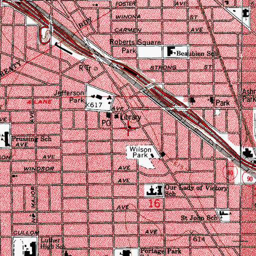 Topographic Map of Congregational Church of Jefferson Park, IL