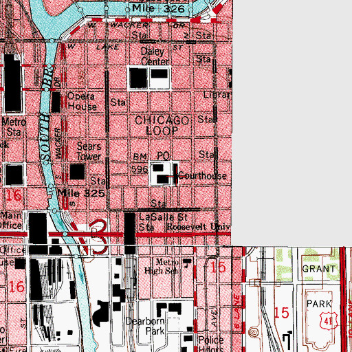 Topographic Map of Cook County Courthouse, IL