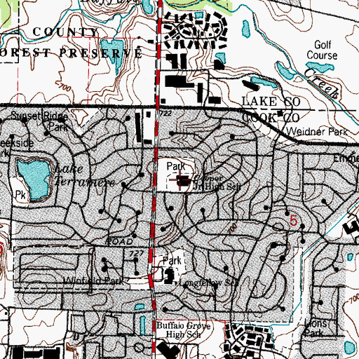 Topographic Map of Cooper Middle School, IL