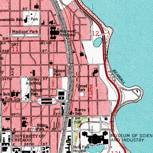 Topographic Map of Cornel Towers, IL