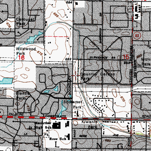 Topographic Map of Country Garden Park, IL