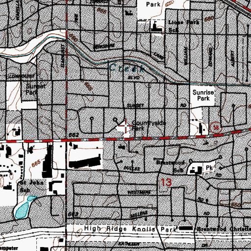 Topographic Map of Countryside Park, IL