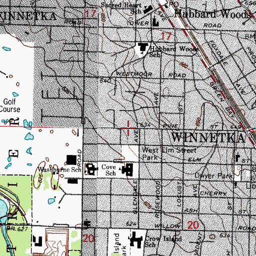 Topographic Map of Cove School, IL
