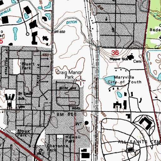 Topographic Map of Craig Manor Park, IL