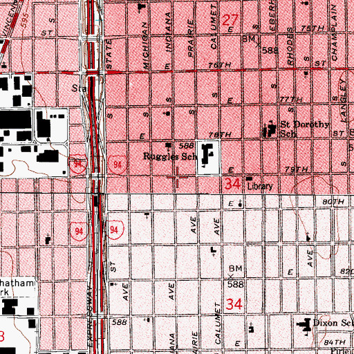 Topographic Map of Crickets Child and Infant Daycare Center, IL
