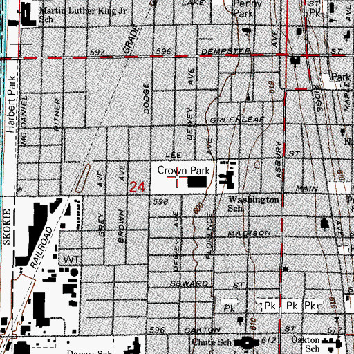 Topographic Map of Robert Crown Park, IL
