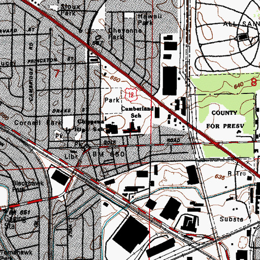 Topographic Map of Cumberland Elementary School, IL
