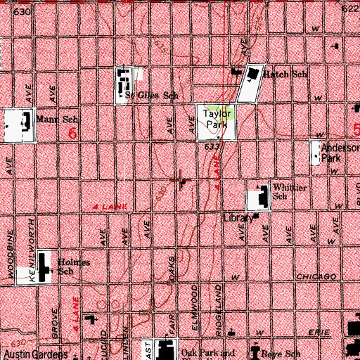 Topographic Map of Fair Oaks Presbyterian Church, IL