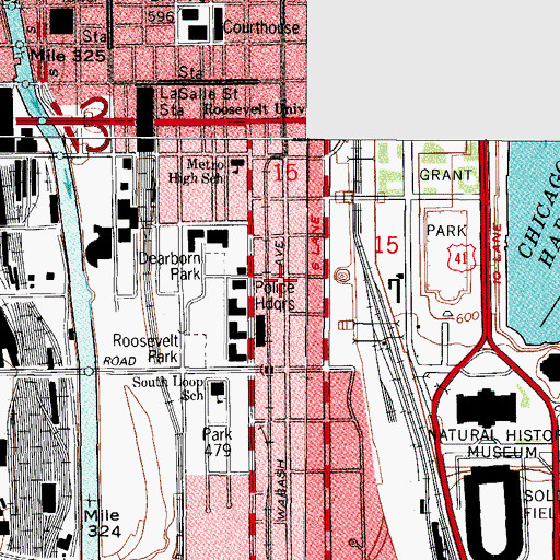 Topographic Map of Fairbanks Lofts, IL