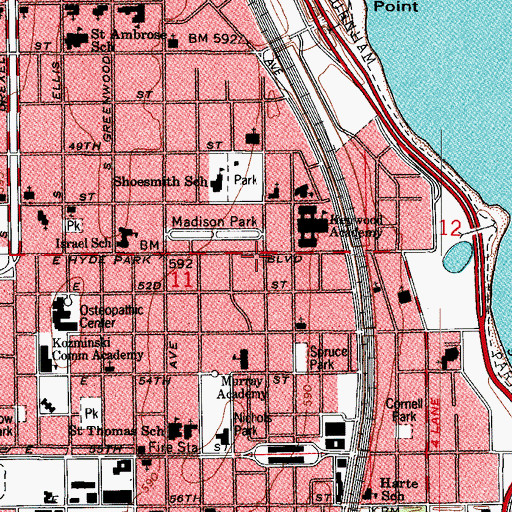 Topographic Map of Fairfax Hall, IL