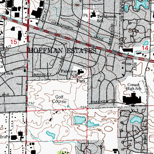Topographic Map of Fairview Park, IL