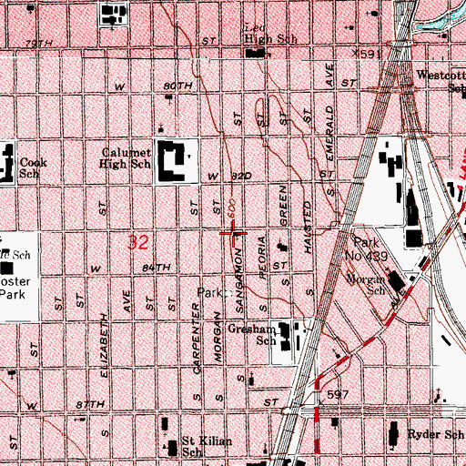 Topographic Map of Faith Evangelical Lutheran Church, IL