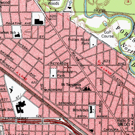 Topographic Map of Faith Lutheran Church, IL