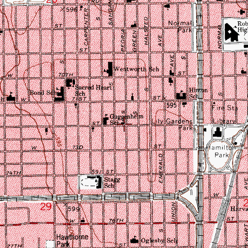 Topographic Map of Faith Temple Church of God in Christ, IL