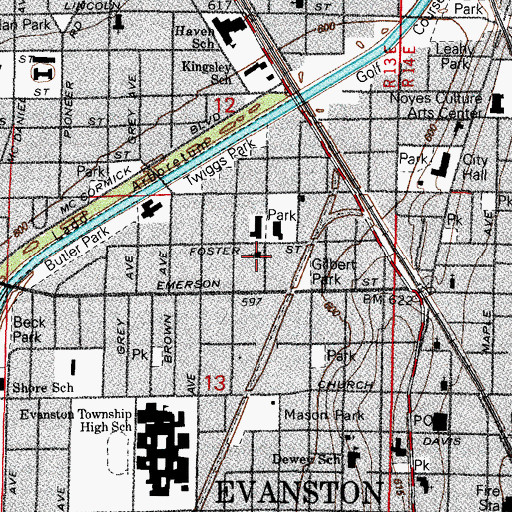 Topographic Map of Faith Temple Church of God in Christ, IL