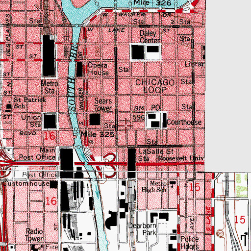 Topographic Map of Federal Reserve Bank of Chicago, IL