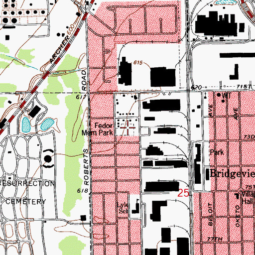 Topographic Map of Fedor Memorial Park, IL